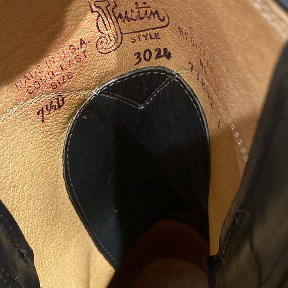 Men’s Black Justin Boots size 7.5 style # 3024 - Picture 5 of 11